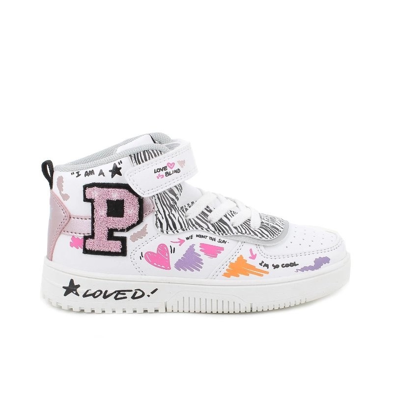 Sneakers da bambina bianco-rosa